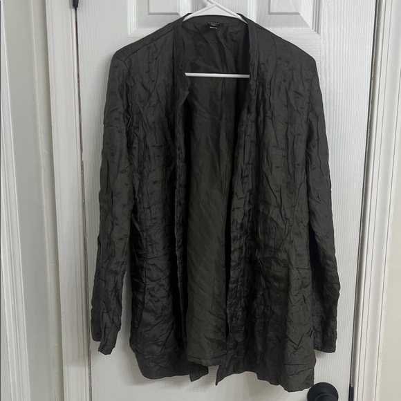 Eileen Fisher Jackets & Blazers - Eileen Fisher Dark Olive Textured Blazer Women’s Size L Sustainable Classic